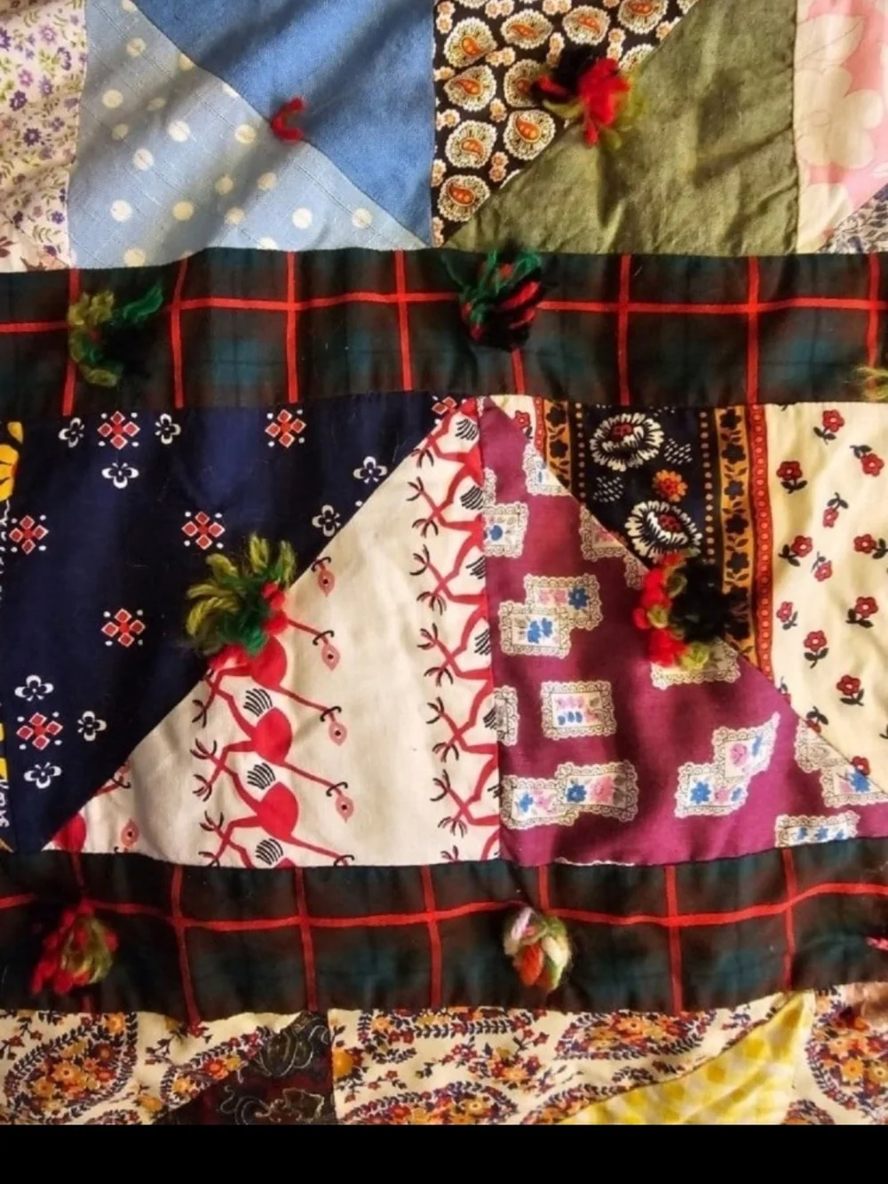 Vintage Handmade Crazy Quilt, Measures 72